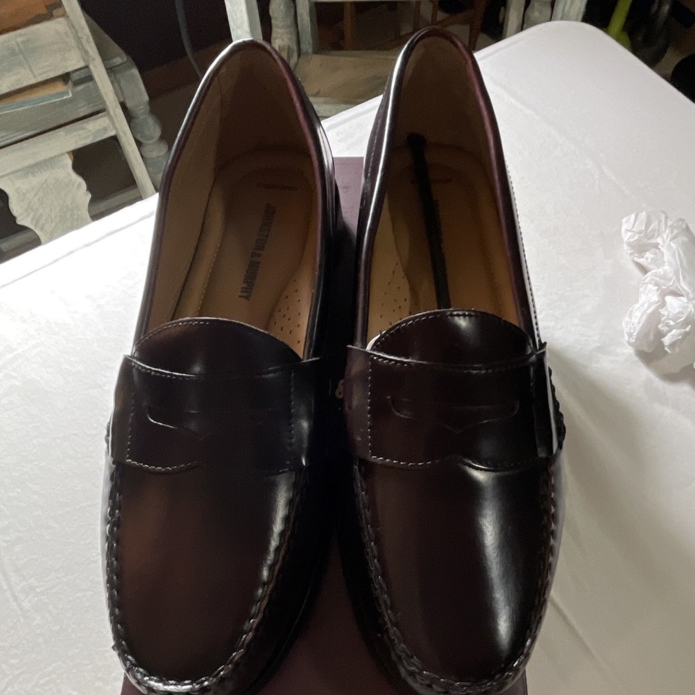 Johnston & Murphy Hayes Penny Men's Burgundy Leather Loafers 10.5W 15-1093